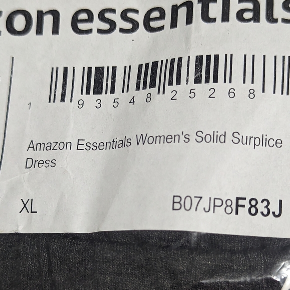 Amazon Essentials Gray Solid Surplice Mini Above Knee Dress Women's Size XL NWT - Picture 6 of 6